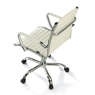 chaise de bureau blanc dossier bas simil cuir accoudoirs fixes 7