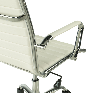 chaise de bureau blanc dossier bas simil cuir accoudoirs fixes 4