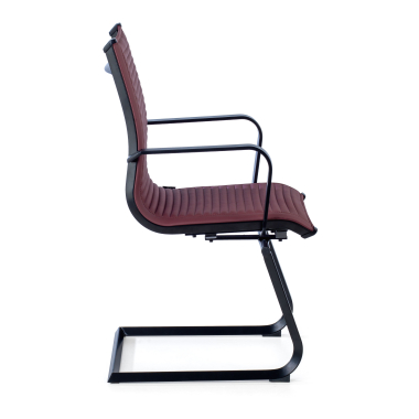 chaise de conference rouge structure noire similicuir simil cuir accoudoirs fixes 4