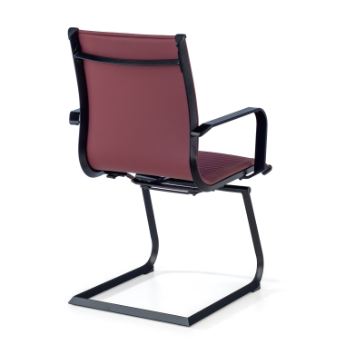 chaise de conference rouge structure noire similicuir simil cuir accoudoirs fixes 5