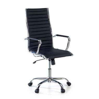 chaise de bureau noir dossier haut simil cuir accoudoirs fixes 1