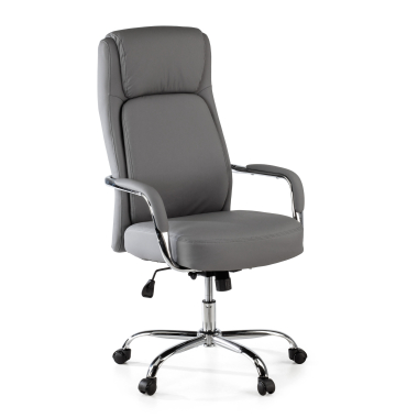 fauteuil de bureau gris deluxe simil cuir accoudoirs rembourres 1