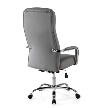 fauteuil de bureau gris deluxe simil cuir accoudoirs rembourres 9