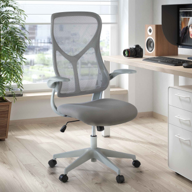 chaise de bureau gris raptor maille accoudoirs rabattables 2