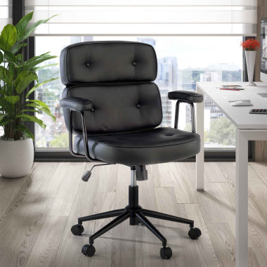 chaise de bureau noir royale simil cuir accoudoirs fixes 2