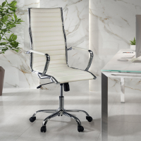 Chaise bureau design Vogue, Structure chromée, dossier haut