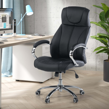 fauteuil de bureau noir noble simil cuir accoudoirs rembourres 2