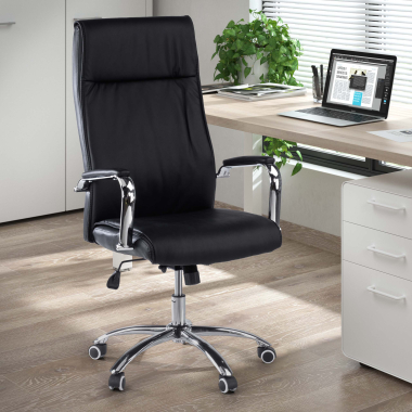 fauteuil de bureau noir odense simil cuir accoudoirs rembourres 2