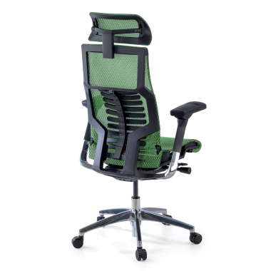chaise ergonomique vert structure noire maille accoudoirs reglables 5d soutien lombaire appui tete 8