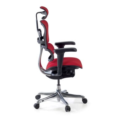 chaise ergonomique rouge structure noire entierement tapissee tissu accoudoirs mobiles appui tete 7