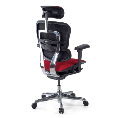 chaise ergonomique rouge structure noire entierement tapissee tissu accoudoirs mobiles appui tete 8
