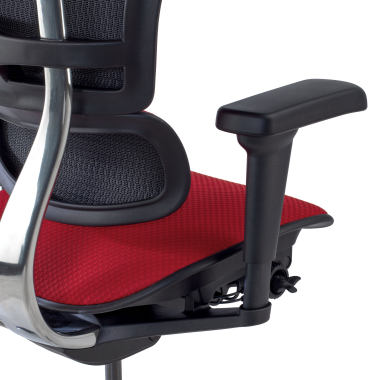 chaise ergonomique rouge structure noire entierement tapissee tissu accoudoirs mobiles appui tete 6