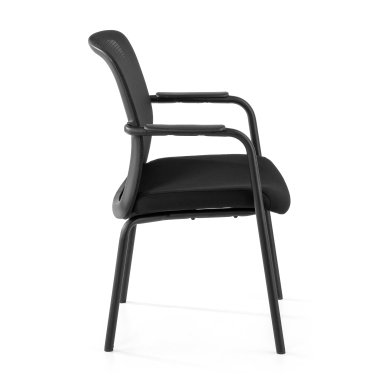 chaise visiteur noir siena maille accoudoirs fixes 4