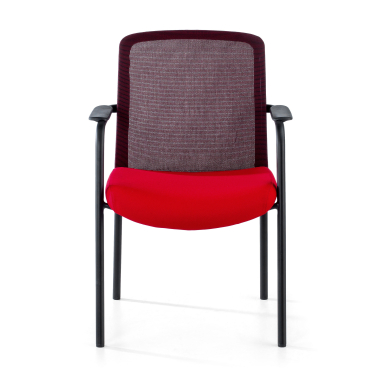 chaise visiteur rouge siena maille accoudoirs fixes 3
