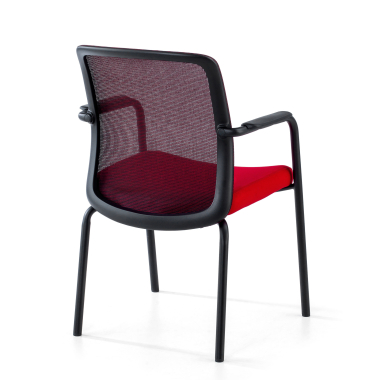 chaise visiteur rouge siena maille accoudoirs fixes 5