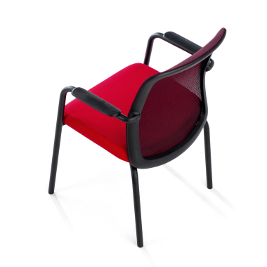 chaise visiteur rouge siena maille accoudoirs fixes 7