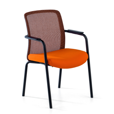 chaise visiteur orange siena maille accoudoirs fixes 1