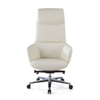 fauteuil de direction blanc mozart cuir authentique accoudoirs rembourres 8