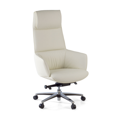 fauteuil de direction blanc mozart cuir authentique accoudoirs rembourres 1