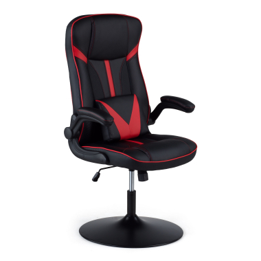 chaise gaming rouge simil cuir accoudoirs rabattables 1