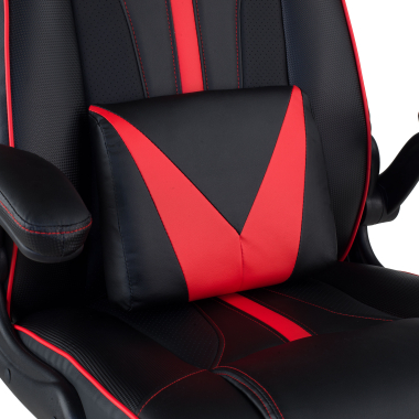 chaise gaming rouge simil cuir accoudoirs rabattables 5