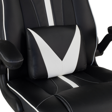 chaise gaming blanc simil cuir accoudoirs rabattables 5