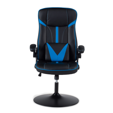 chaise gaming bleu simil cuir accoudoirs rabattables 3