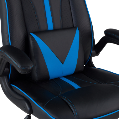 chaise gaming bleu simil cuir accoudoirs rabattables 5