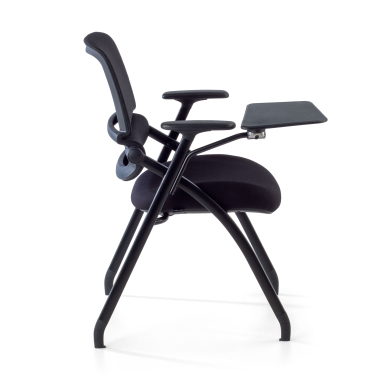 chaise avec tablette noir avec une palette d ecriture maille accoudoirs mobiles 8