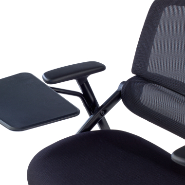 chaise avec tablette noir avec une palette d ecriture maille accoudoirs mobiles 11