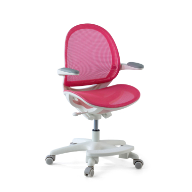 chaise de bureau enfant rose ergokid maille accoudoirs rabattables 1