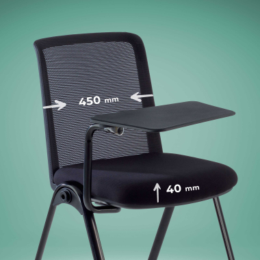 chaise avec tablette noir support de bureau maille sans accoudoirs 4