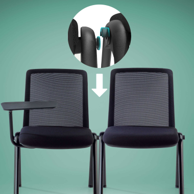 chaise avec tablette noir support de bureau maille sans accoudoirs 5