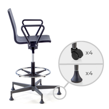 tabouret datelier et de laboratoire noir avec bras plastique accoudoirs mobiles 4