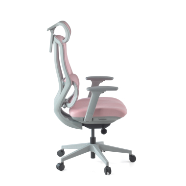 chaise ergonomique blanc rose aeroflow structure blanche maille accoudoirs reglables 3d double soutien lombaire appui tete 9