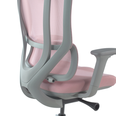 chaise ergonomique blanc rose aeroflow structure blanche maille accoudoirs reglables 3d double soutien lombaire appui tete 4
