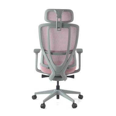 chaise ergonomique blanc rose aeroflow structure blanche maille accoudoirs reglables 3d double soutien lombaire appui tete 8