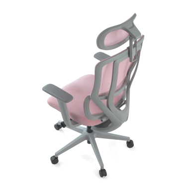 chaise ergonomique blanc rose aeroflow structure blanche maille accoudoirs reglables 3d double soutien lombaire appui tete 10