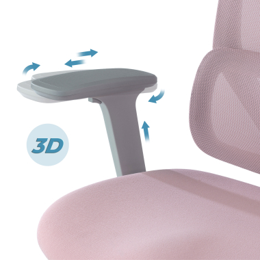 chaise ergonomique blanc rose aeroflow structure blanche maille accoudoirs reglables 3d double soutien lombaire appui tete 7