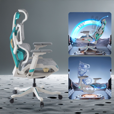 chaise gaming blanc vert dragonlord maille accoudoirs reglables 6d soutien lombaire appui tete 5