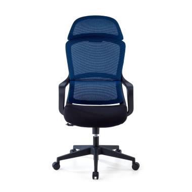 chaise de bureau bleu nebula maille accoudoirs fixes soutien lombaire appui tete 3