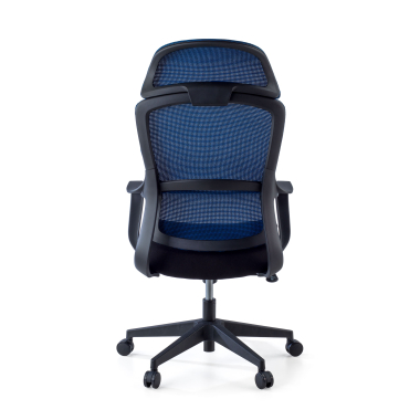 chaise de bureau bleu nebula maille accoudoirs fixes soutien lombaire appui tete 6