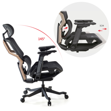 chaise ergonomique noir aeromax structure noire maille accoudoirs reglables 5d double soutien lombaire appui tete 5