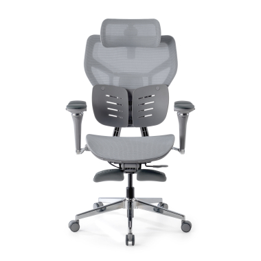 chaise ergonomique gris erghos x3 maille accoudoirs reglables 5d double soutien lombaire appui tete 7