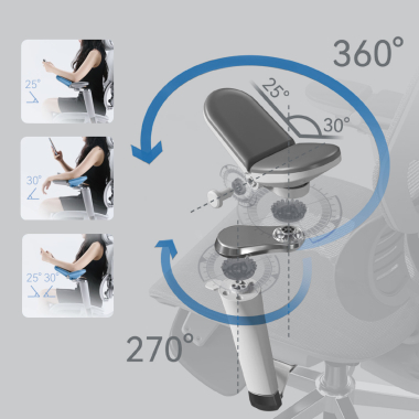 chaise ergonomique gris erghos x3 maille accoudoirs reglables 5d double soutien lombaire appui tete 6