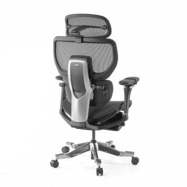 chaise ergonomique noir erghos x4 pro maille accoudoirs reglables 6d double soutien lombaire appui tete repose pieds extensible 15