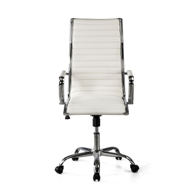 chaise de bureau blanc dossier haut simil cuir accoudoirs fixes 3