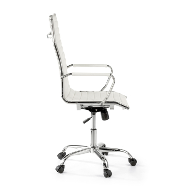 chaise de bureau blanc dossier haut simil cuir accoudoirs fixes 4