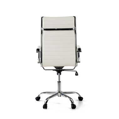 chaise de bureau blanc dossier haut simil cuir accoudoirs fixes 7