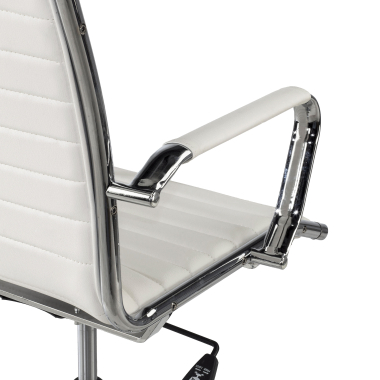 chaise de bureau blanc dossier haut simil cuir accoudoirs fixes 6